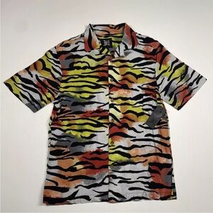 Ed Hardy Shirt Men’s Small Red Yellow Black Tiger Print All Over Print AOP NEW